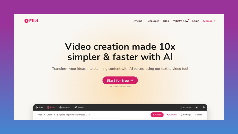 Fliki: Convierte texto en videos